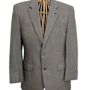 Jos. A. Bank Sport Coat Jacket Mens 42L Black & White Houndstooth Silk Wool